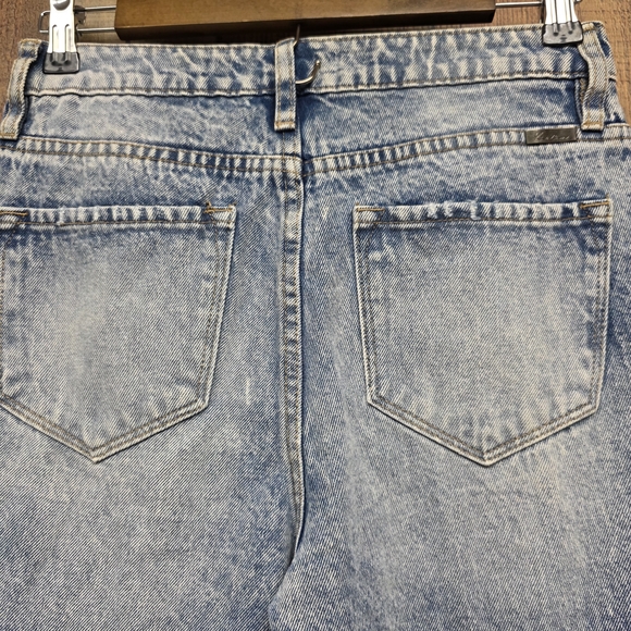 Kancan Acid Wash Distressed Ankle Side Slit High Rise Jeans Raw Hem Size 3 New - Picture 6 of 10